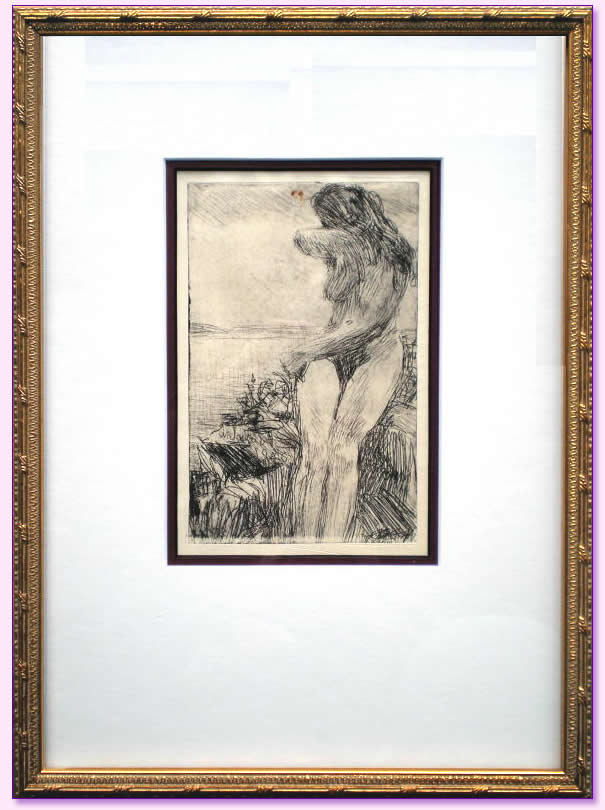 Wm. John Wood Nude on Beach Framed